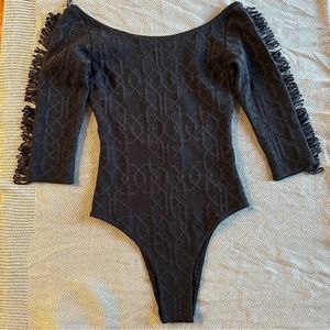 Cecilia Prado Women’s Black Long Sleeve Knit Bodysuit Sweater Top Size S